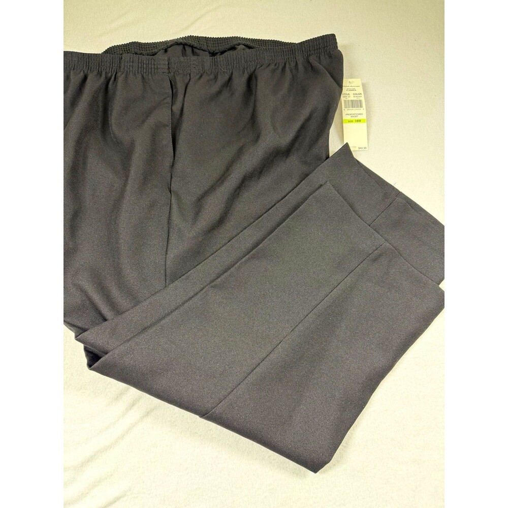Alfred Dunner Womens Dress Pants Plus Size 18W Black Twill Elastic Waist $42 437